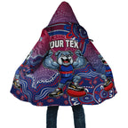 Personalized Western Bulldogs Football Mascot Cloak Aboriginal Dot Art Style Vibrant Indigenous Pattern Design