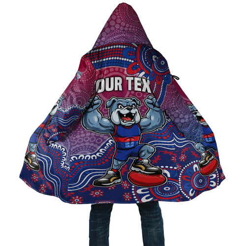 Personalized Western Bulldogs Football Mascot Cloak Aboriginal Dot Art Style Vibrant Indigenous Pattern Design