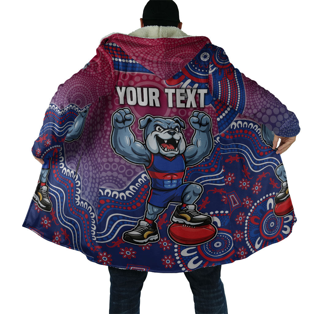 Personalized Western Bulldogs Football Mascot Cloak Aboriginal Dot Art Style Vibrant Indigenous Pattern Design