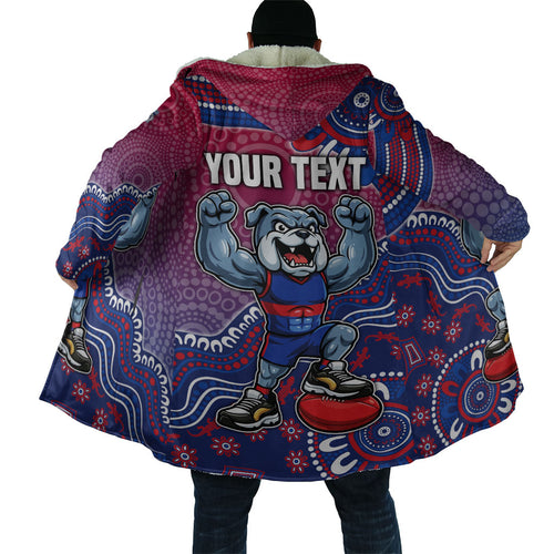 Personalized Western Bulldogs Football Mascot Cloak Aboriginal Dot Art Style Vibrant Indigenous Pattern Design