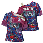 Personalized Western Bulldogs Football Mascot Cross Shoulder Shirt Aboriginal Dot Art Style Vibrant Indigenous Pattern Design