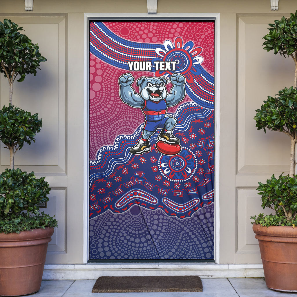 Personalized Western Bulldogs Football Mascot Door Cover Aboriginal Dot Art Style Vibrant Indigenous Pattern Design