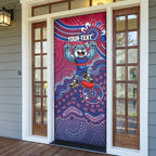 Personalized Western Bulldogs Football Mascot Door Cover Aboriginal Dot Art Style Vibrant Indigenous Pattern Design