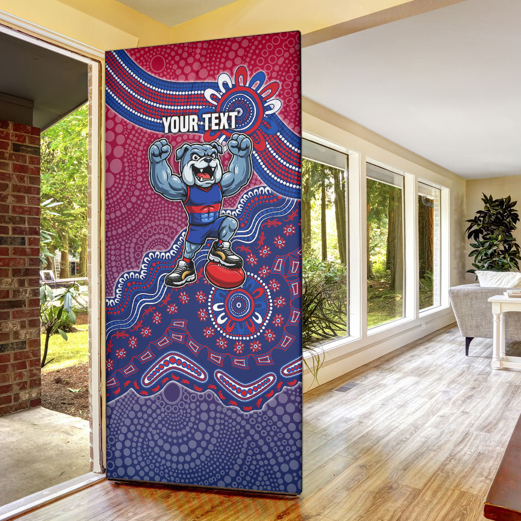 Personalized Western Bulldogs Football Mascot Door Cover Aboriginal Dot Art Style Vibrant Indigenous Pattern Design