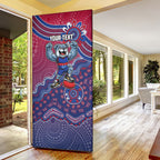 Personalized Western Bulldogs Football Mascot Door Cover Aboriginal Dot Art Style Vibrant Indigenous Pattern Design