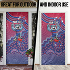 Personalized Western Bulldogs Football Mascot Door Cover Aboriginal Dot Art Style Vibrant Indigenous Pattern Design