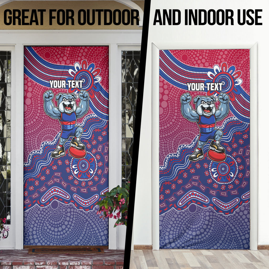 Personalized Western Bulldogs Football Mascot Door Cover Aboriginal Dot Art Style Vibrant Indigenous Pattern Design