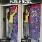 Personalized Western Bulldogs Football Mascot Door Cover Aboriginal Dot Art Style Vibrant Indigenous Pattern Design