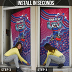 Personalized Western Bulldogs Football Mascot Door Cover Aboriginal Dot Art Style Vibrant Indigenous Pattern Design