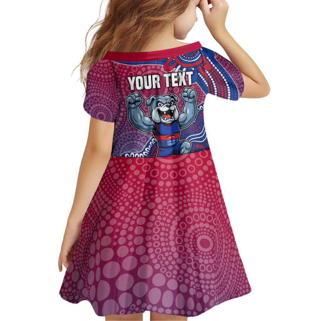 Personalized Western Bulldogs Football Mascot Family Matching Off The Shoulder Long Sleeve Dress and Hawaiian Shirt Aboriginal Dot Art Style Vibrant Indigenous Pattern Design