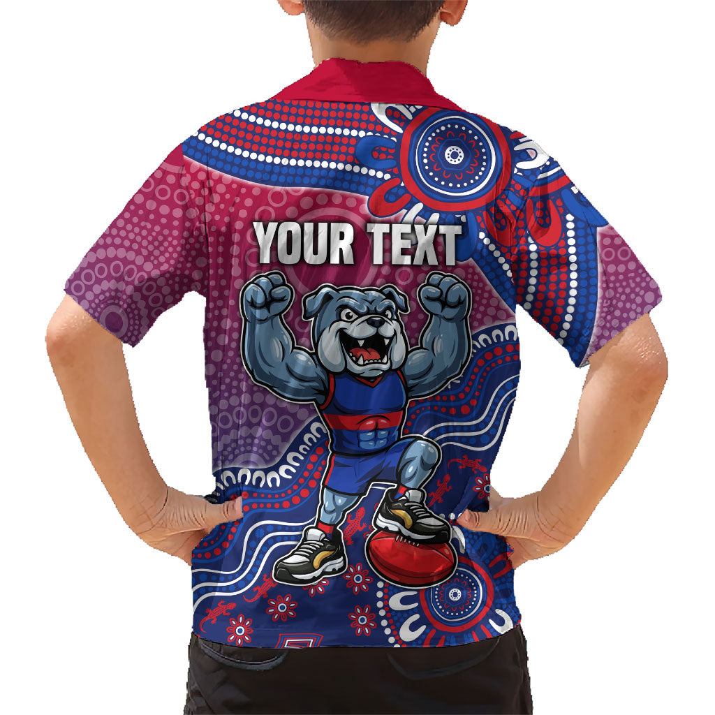 Personalized Western Bulldogs Football Mascot Family Matching Summer Maxi Dress and Hawaiian Shirt Aboriginal Dot Art Style Vibrant Indigenous Pattern Design