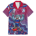 Personalized Western Bulldogs Football Mascot Family Matching Tank Maxi Dress and Hawaiian Shirt Aboriginal Dot Art Style Vibrant Indigenous Pattern Design