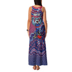 Personalized Western Bulldogs Football Mascot Family Matching Tank Maxi Dress and Hawaiian Shirt Aboriginal Dot Art Style Vibrant Indigenous Pattern Design