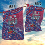 Personalized Western Bulldogs Football Mascot Garden Flag Aboriginal Dot Art Style Vibrant Indigenous Pattern Design