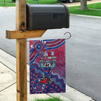Personalized Western Bulldogs Football Mascot Garden Flag Aboriginal Dot Art Style Vibrant Indigenous Pattern Design