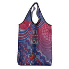 Personalized Western Bulldogs Football Mascot Grocery Bag Aboriginal Dot Art Style Vibrant Indigenous Pattern Design