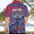 Personalized Western Bulldogs Football Mascot Hawaiian Shirt Aboriginal Dot Art Style Vibrant Indigenous Pattern Design
