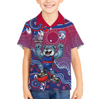 Personalized Western Bulldogs Football Mascot Hawaiian Shirt Aboriginal Dot Art Style Vibrant Indigenous Pattern Design