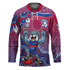 Personalized Western Bulldogs Football Mascot Hockey Jersey Aboriginal Dot Art Style Vibrant Indigenous Pattern Design