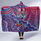 Personalized Western Bulldogs Football Mascot Hooded Blanket Aboriginal Dot Art Style Vibrant Indigenous Pattern Design