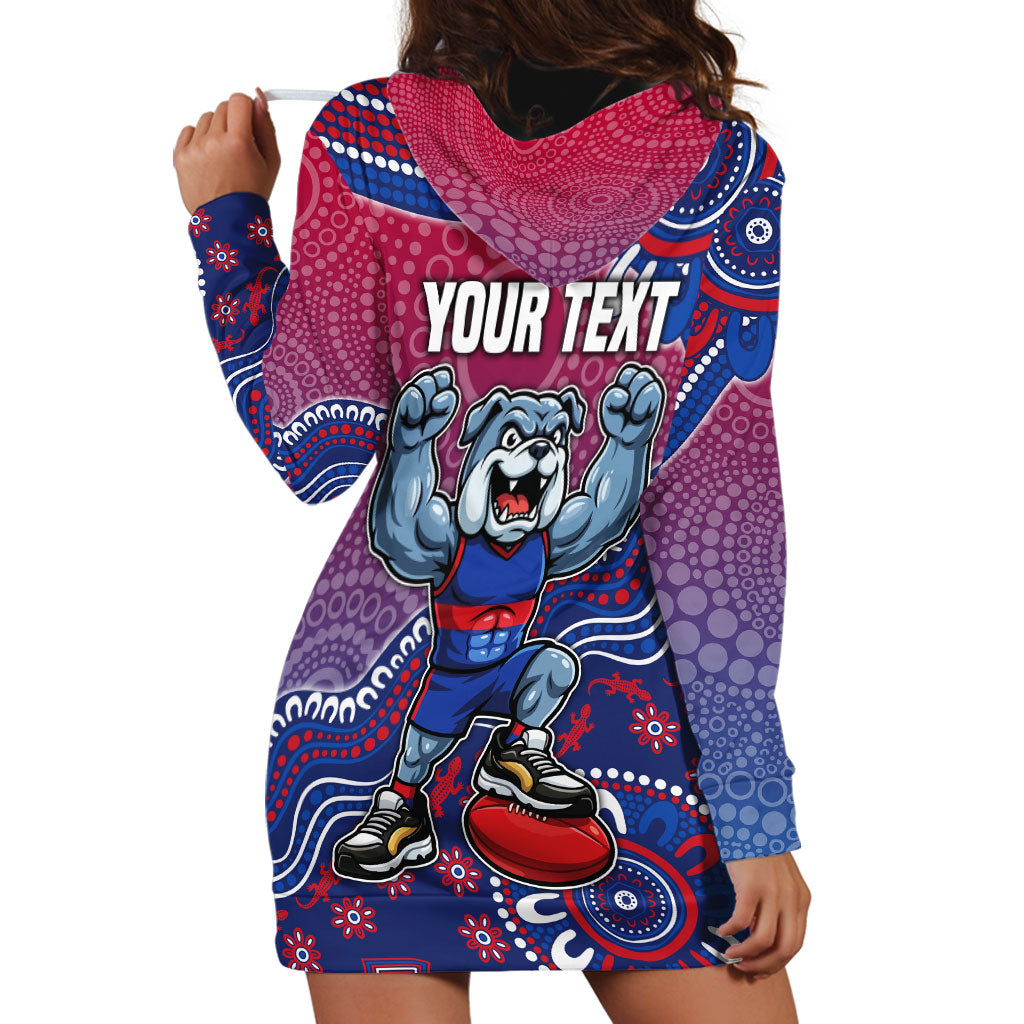 Personalized Western Bulldogs Football Mascot Hoodie Dress Aboriginal Dot Art Style Vibrant Indigenous Pattern Design