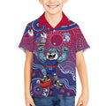 Personalized Western Bulldogs Football Mascot Kid Hawaiian Shirt Aboriginal Dot Art Style Vibrant Indigenous Pattern Design