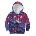 Personalized Western Bulldogs Football Mascot Kid Hoodie Aboriginal Dot Art Style Vibrant Indigenous Pattern Design