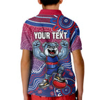 Personalized Western Bulldogs Football Mascot Kid Polo Shirt Aboriginal Dot Art Style Vibrant Indigenous Pattern Design