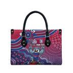 Personalized Western Bulldogs Football Mascot Leather Bag Aboriginal Dot Art Style Vibrant Indigenous Pattern Design