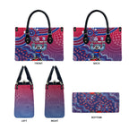Personalized Western Bulldogs Football Mascot Leather Bag Aboriginal Dot Art Style Vibrant Indigenous Pattern Design