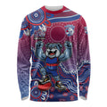 Personalized Western Bulldogs Football Mascot Long Sleeve Shirt Aboriginal Dot Art Style Vibrant Indigenous Pattern Design