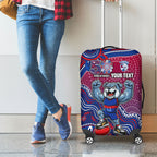 Personalized Western Bulldogs Football Mascot Luggage Cover Aboriginal Dot Art Style Vibrant Indigenous Pattern Design