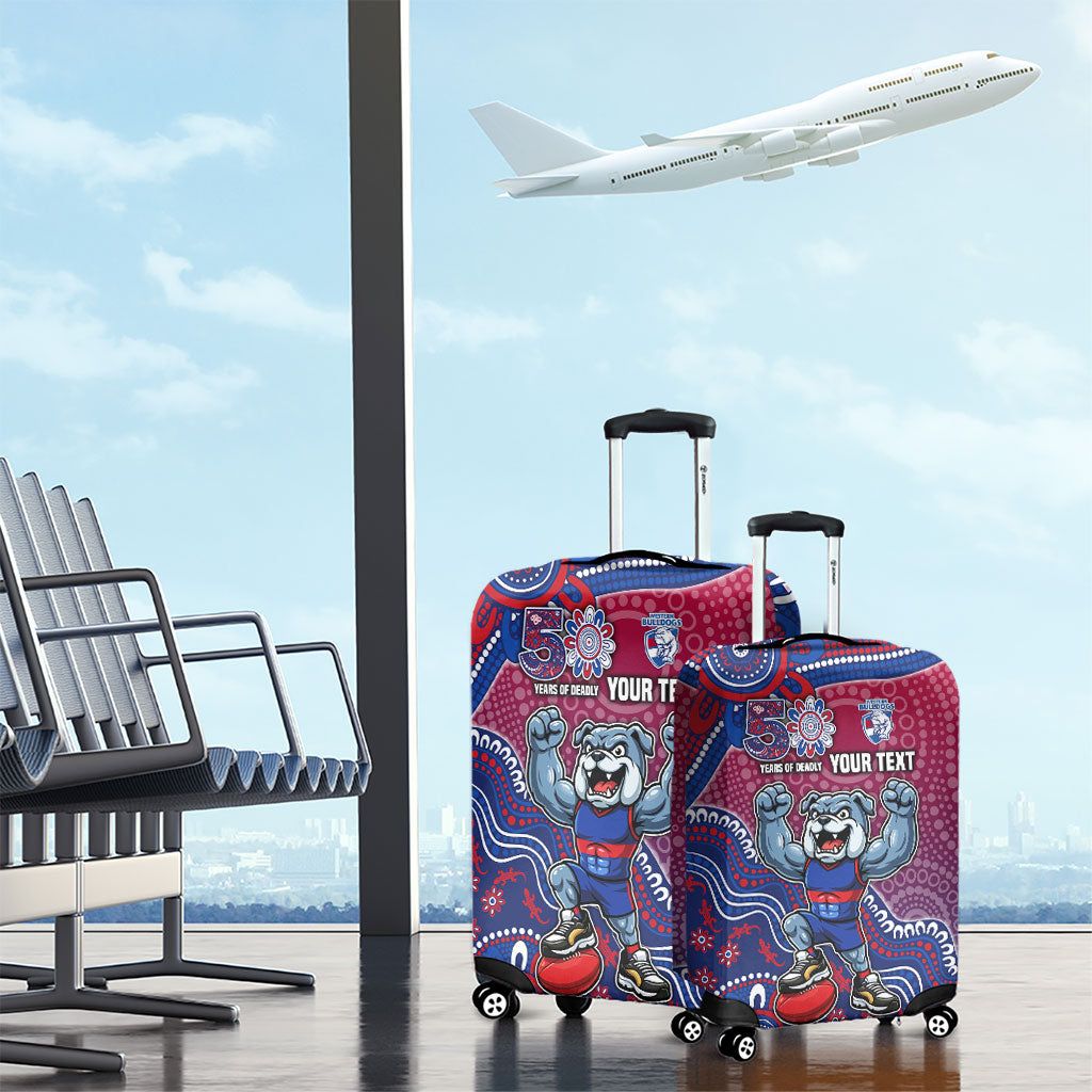 Personalized Western Bulldogs Football Mascot Luggage Cover Aboriginal Dot Art Style Vibrant Indigenous Pattern Design