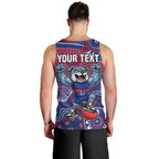 Personalized Western Bulldogs Football Mascot Men Tank Top Aboriginal Dot Art Style Vibrant Indigenous Pattern Design