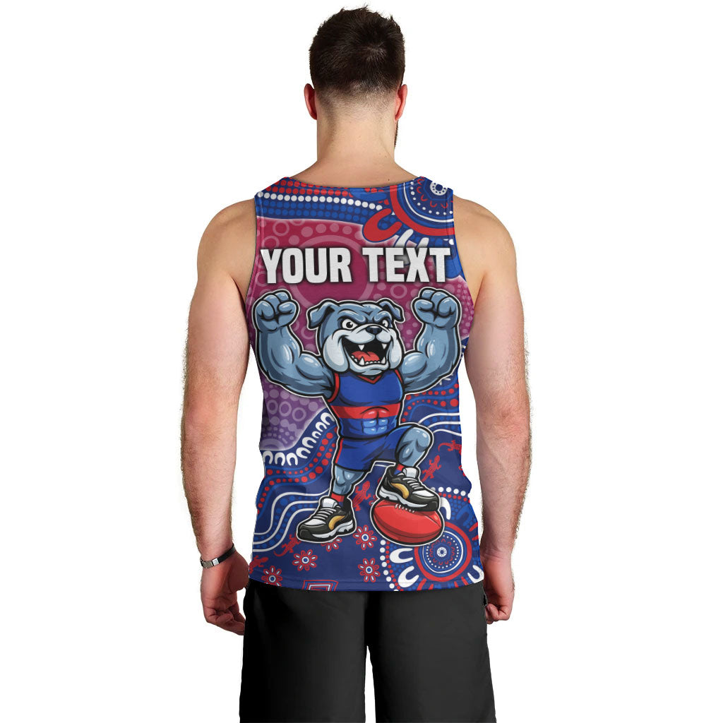 Personalized Western Bulldogs Football Mascot Men Tank Top Aboriginal Dot Art Style Vibrant Indigenous Pattern Design