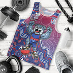 Personalized Western Bulldogs Football Mascot Men Tank Top Aboriginal Dot Art Style Vibrant Indigenous Pattern Design