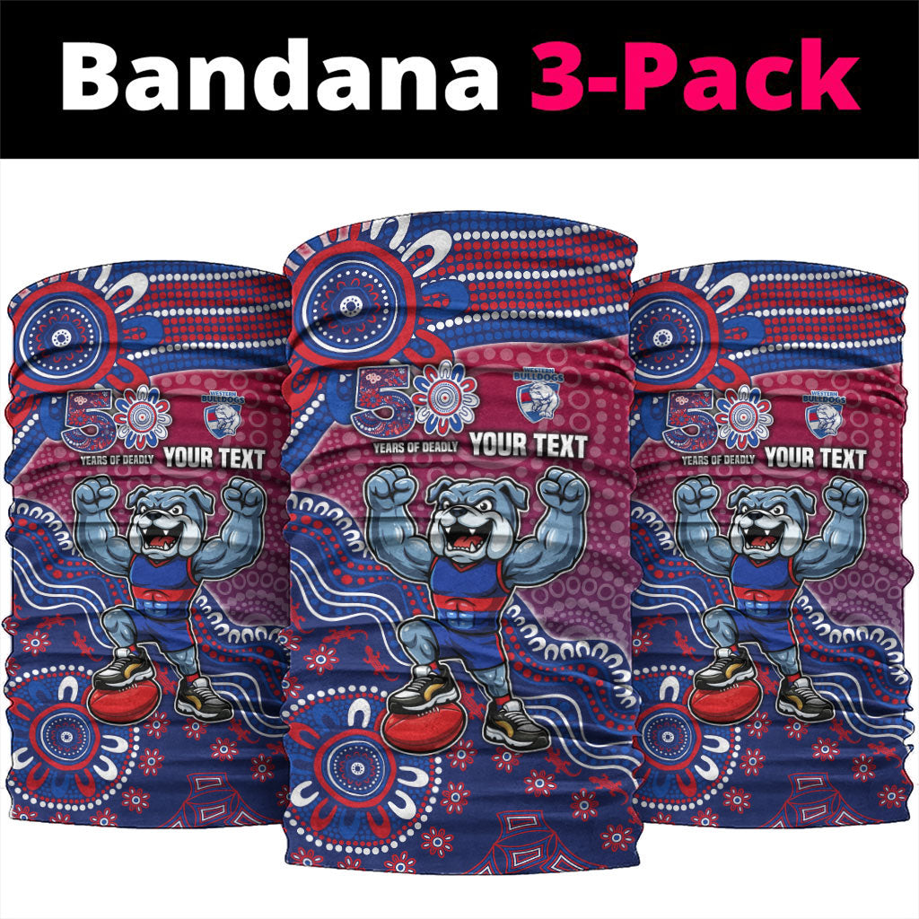 Personalized Western Bulldogs Football Mascot Neck Gaiter Aboriginal Dot Art Style Vibrant Indigenous Pattern Design