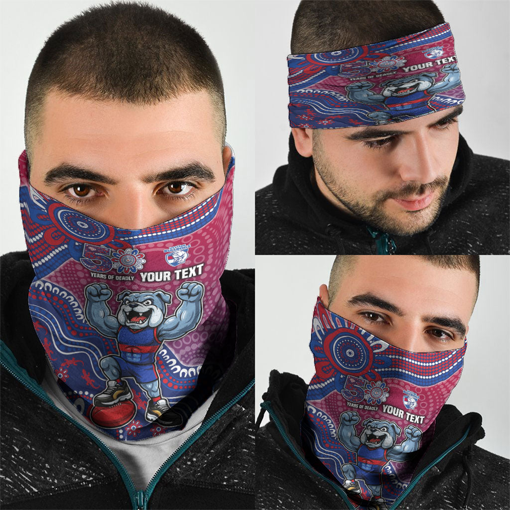 Personalized Western Bulldogs Football Mascot Neck Gaiter Aboriginal Dot Art Style Vibrant Indigenous Pattern Design