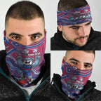Personalized Western Bulldogs Football Mascot Neck Gaiter Aboriginal Dot Art Style Vibrant Indigenous Pattern Design