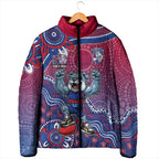 Personalized Western Bulldogs Football Mascot Padded Jacket Aboriginal Dot Art Style Vibrant Indigenous Pattern Design