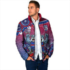 Personalized Western Bulldogs Football Mascot Padded Jacket Aboriginal Dot Art Style Vibrant Indigenous Pattern Design