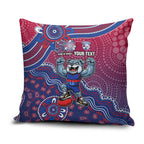 Personalized Western Bulldogs Football Mascot Pillow Cover Aboriginal Dot Art Style Vibrant Indigenous Pattern Design