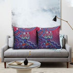 Personalized Western Bulldogs Football Mascot Pillow Cover Aboriginal Dot Art Style Vibrant Indigenous Pattern Design