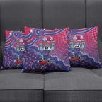 Personalized Western Bulldogs Football Mascot Pillow Cover Aboriginal Dot Art Style Vibrant Indigenous Pattern Design