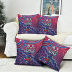 Personalized Western Bulldogs Football Mascot Pillow Cover Aboriginal Dot Art Style Vibrant Indigenous Pattern Design