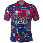 Personalized Western Bulldogs Football Mascot Polo Shirt Aboriginal Dot Art Style Vibrant Indigenous Pattern Design