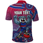 Personalized Western Bulldogs Football Mascot Polo Shirt Aboriginal Dot Art Style Vibrant Indigenous Pattern Design