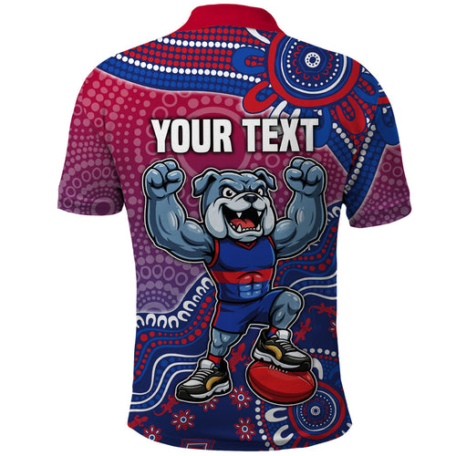 Personalized Western Bulldogs Football Mascot Polo Shirt Aboriginal Dot Art Style Vibrant Indigenous Pattern Design