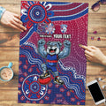 Personalized Western Bulldogs Football Mascot Puzzle Aboriginal Dot Art Style Vibrant Indigenous Pattern Design