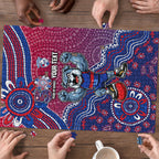 Personalized Western Bulldogs Football Mascot Puzzle Aboriginal Dot Art Style Vibrant Indigenous Pattern Design